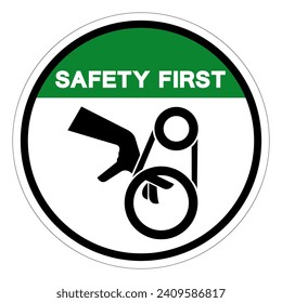 Safety First Hand Entanglement Belt Drive Symbol Sign, Vector Illustration, Isolate On White Background Label .EPS10