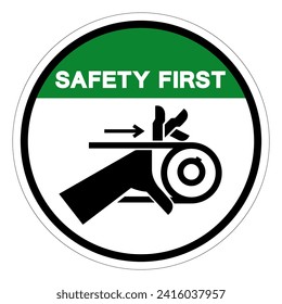 Safety First Hand Entanglement Belt Drive Symbol Sign, Vector Illustration, Isolate On White Background Label .EPS10