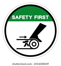 Safety First Hand Entanglement Belt Drive Symbol Sign, Vector Illustration, Isolate On White Background Label .EPS10