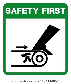 Safety First Hand Entanglement Belt Drive Symbol Sign, Vector Illustration, Isolate On White Background Label .EPS10