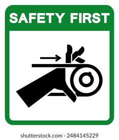 Safety First Hand Entanglement Belt Drive Symbol Sign, Vector Illustration, Isolate On White Background Label .EPS10