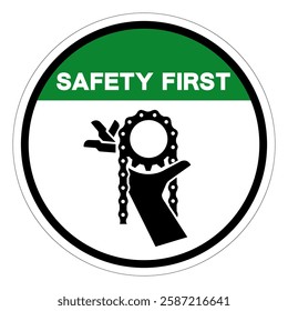 Safety First Hand Entanglement Bottom Left Chain Symbol Sign, Vector Illustration, Isolate On White Background Label.EPS10