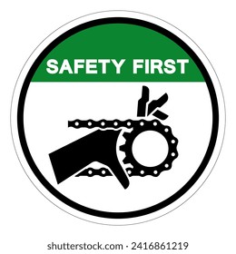 Safety First Hand Entanglement Chain Drive Symbol Sign, Vector Illustration, Isolate On White Background Label .EPS10