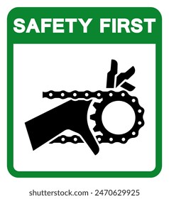 Safety First Hand Entanglement Chain Drive Symbol Sign, Vector Illustration, Isolate On White Background Label .EPS10