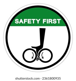 Safety First Hand Entanglement Rollers Symbol Sign, Vector Illustration, Isolate On White Background Label .EPS10