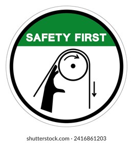 Safety First Hand Entanglement Rollers Symbol Sign, Vector Illustration, Isolate On White Background Label .EPS10
