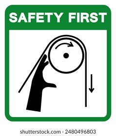 Safety First Hand Entanglement Rollers Symbol Sign, Vector Illustration, Isolate On White Background Label .EPS10