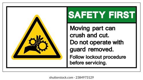 Safety First Hand Entanglement Rotating Gears Symbol Sign, Vector Illustration, Isolate On White Background Label .EPS10
