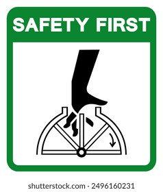 Señal De Símbolo Giratorio Del Enredo De La Primera Mano De La Seguridad, Ilustración vectorial, Aislado En La Etiqueta Blanca Del Fondo.EPS10