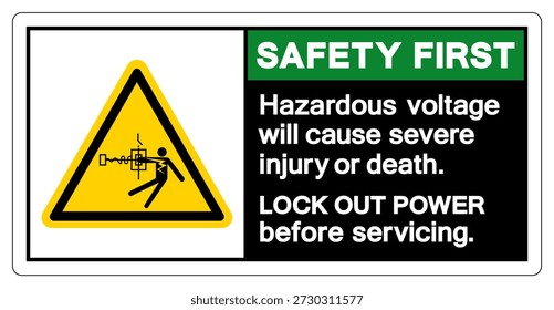 Safety First Hazardous voltage will cause severe injury or death Symbol Sign, Vector Illustration, Isolate On White Background Label.EPS10