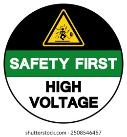 Señal De Símbolo De Alto Voltaje De Seguridad, Ilustración vectorial, Aislado Sobre Fondo Blanco Label.EPS10
