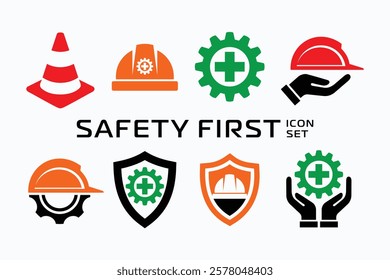 Safety first icon set, safety icon logo set