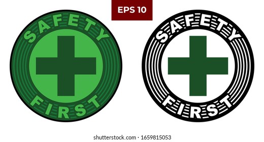 Safety first icon symbol logo vector illustration. Healthcare element. 