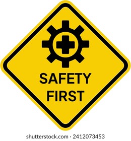 Safety first label isolated on white background