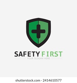 safety first logo icon vector design and illustration graphic sign