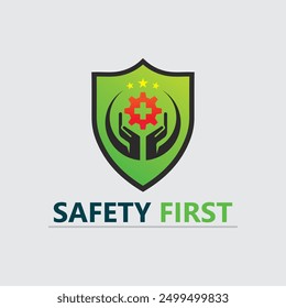 Diseño de Vector de icono de logotipo de seguridad primero e ilustración signo gráfico