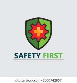 Diseño de Vector de icono de logotipo de seguridad primero e ilustración signo gráfico