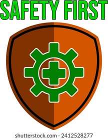 Logotipo de seguridad en el escudo aislado sobre fondo blanco