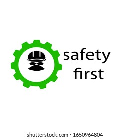 Safety First Logo Vector. Green Gear