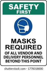 Safety First Masks Required Sign