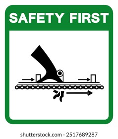 Safety First Moving Part Cause Injury Hazard Symbol Sign, Vector Illustration, Isolate On White Background Label.EPS10