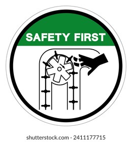 Safety First Moving Parts Can Crush and Cut Symbol Sign, Vector Illustration, Isolate On White Background Label .EPS10