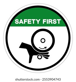 Safety First Notice Hand Entangle Rollers Symbol Sign, Vector Illustration, Isolate On White Background Label.EPS10