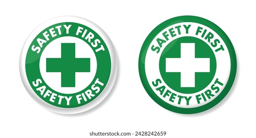 Safety first on white and green badge
