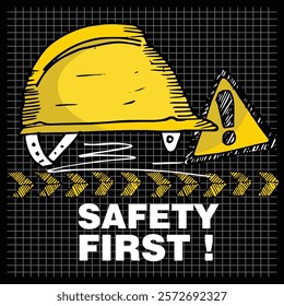 Safety First, poster and banner vector