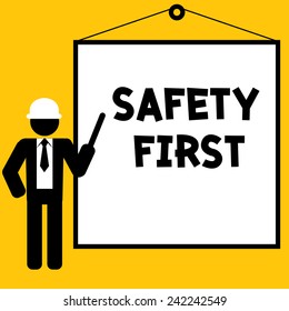 Safety First Presentation For Training Or Teaching : Business Concept Vector