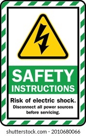 Safety first Risk of electric shock Symbol Sign Isolate on White Background