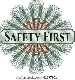 Sicherheits-First-Rosette oder Geldstil-Emblem