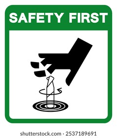 Safety First Rotating Cutter Hazard Symbol Sign, Vector Illustration, Isolate On White Background Label.EPS10