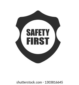 Safety First Shield Sign Stock Vector (Royalty Free) 1303816645 ...