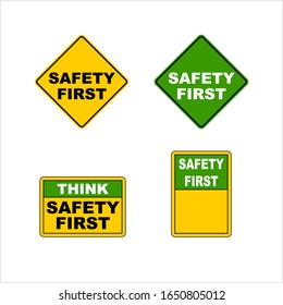 Safety First Sign, Follow Safety Rule, Procedures, Vector Art Illustration