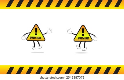 Safety first sign graphic vector illustration with cartoon characters. Graphic design suitable for children's education, story books, or traffic safety materials. vector illustration