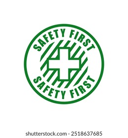 Sicherheits-First-Zeichen-Logo-Design für Sicherheit Arbeitsplatz Fabrik Herstellung Banner.