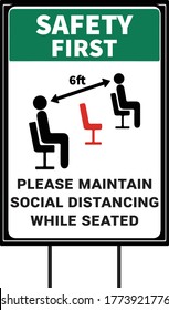 Safety first social distancing for your safety keep 6 feet distance between you and others Social Awareness COVID 19 vector yard sign design template. Pandemic Novel Corona Virus 2020.
