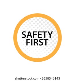 primeiro aviso de texto de segurança e sinal informativo