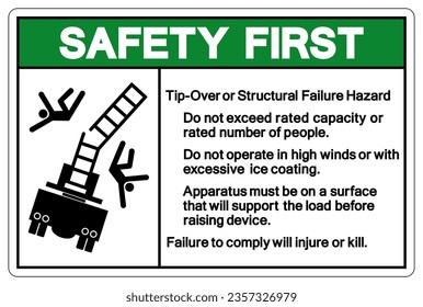 Safety First Tip-Over Or Structural Failure Hazard Symbol Sign, Vector Illustration, Isolate On White Background Label .EPS10