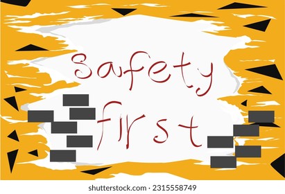 Safety first vector illustration on a yellow background