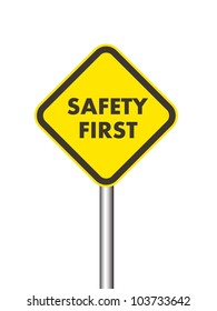 Vector Safety First Road Sign Stock Vector (Royalty Free) 101001022