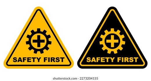 safety first yellow triangle logo design printable signage for safely workplace construction banner poster