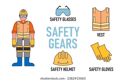 Colección de equipos de seguridad en el logotipo de construcción