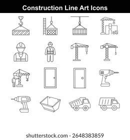  Safety Gear Line Icons on white background 