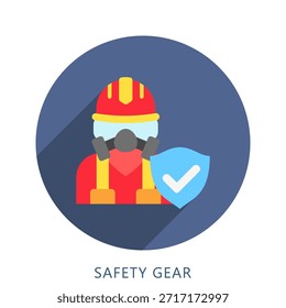 Safety Gear Rounded Flat Color Icon Mini Illustration, Use For Modern Concept, Print, Ui, Ux Kit, Web And App Development. Vector Related To Firefighter, Rescue And More