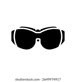 Safety glasses black flat icon for digital and print projects.  Minimal clean icons for apps and websites. Modern simple icons for UI UX and branding