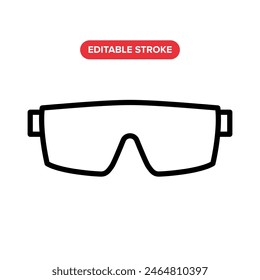 Safety glasses flat vector icon with editable stroke