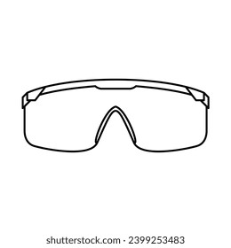 El "Icono de gafas de seguridad para logotipo y más" es un ícono minimalista diseñado con líneas sin rellenar, que encarna simplicidad y claridad. El diseño presenta un claro contorno de gafas de seguridad, simbolizando 