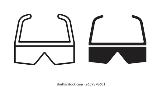 Safety glasses icon set, line and black glyph style for food app website.